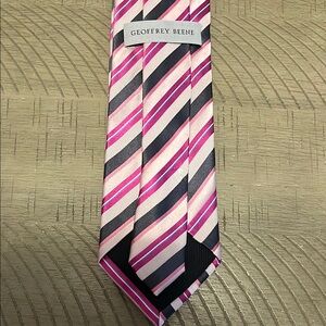 Geoffrey Beene Pink and Black Diagonal Striped Tie